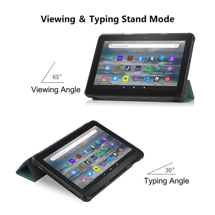 For Amazon Fire 7 12th 2022 ENKAY Smart Leather Tablet Case(Grey) - Amazon by ENKAY | Online Shopping South Africa | PMC TechLife | Buy Now Pay Later Mobicred