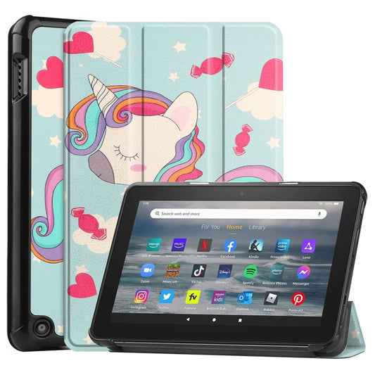 For Amazon Fire 7 12th 2022 JSM Smart Leather Tablet Case(Unicorn) - free shipping - PMC Jewellery - Order now!