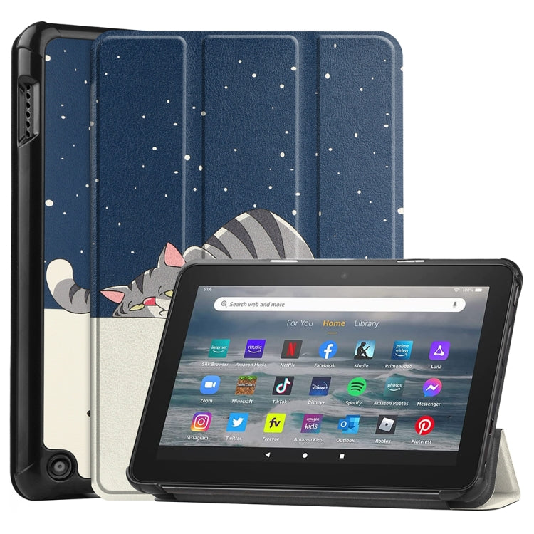 Amazon Fire 7 12th 2022 JSM Smart Leather Tablet Case(Lazy Cat) - free shipping - PMC Jewellery - Order now!