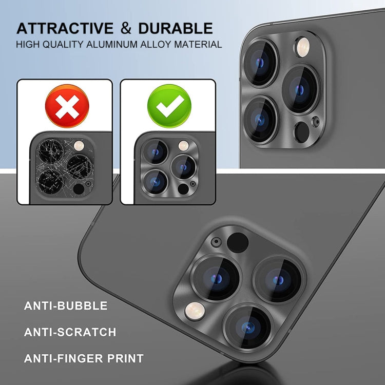 ENKAY Aluminium Alloy Tempered Glass Lens Cover Film For iPhone 14 Pro / 14 Pro Max(Gold) - Back Protector by ENKAY | Online Shopping South Africa | PMC Jewellery | Buy Now Pay Later Mobicred
