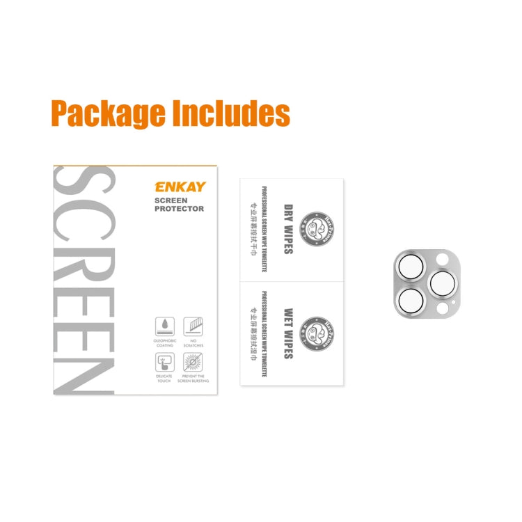 ENKAY Aluminium Alloy Tempered Glass Lens Cover Film For iPhone 14 Pro / 14 Pro Max(Gold) - Back Protector by ENKAY | Online Shopping South Africa | PMC Jewellery | Buy Now Pay Later Mobicred
