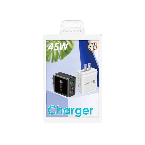 45W PD3.0 + 2 x QC3.0 USB Multi Port Quick Charger, US Plug(White)