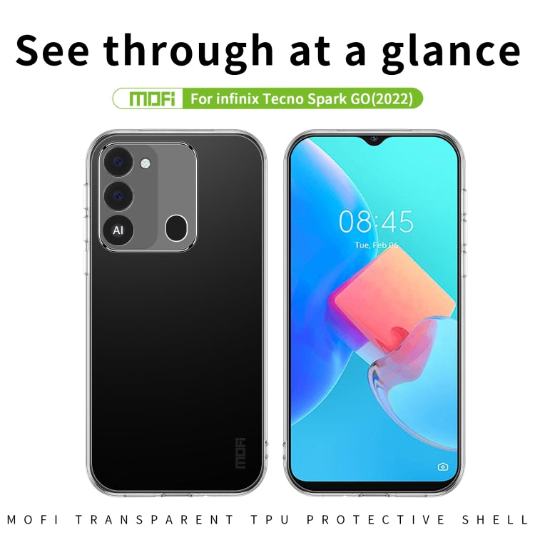 For Tecno Spark GO 2022 MOFI Ming Series Ultra-thin TPU Phone Case(Transparent)