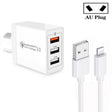 SDC-30W QC3.0 USB + 2 x USB2.0 Port Quick Charger with USB to 8 Pin Cable, AU Plug - free shipping - PMC TechLife - Order now!