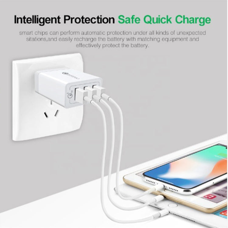 SDC-30W QC3.0 USB + 2 x USB2.0 Port Quick Charger with USB to 8 Pin Cable, AU Plug - free shipping - PMC Jewellery - Order now!