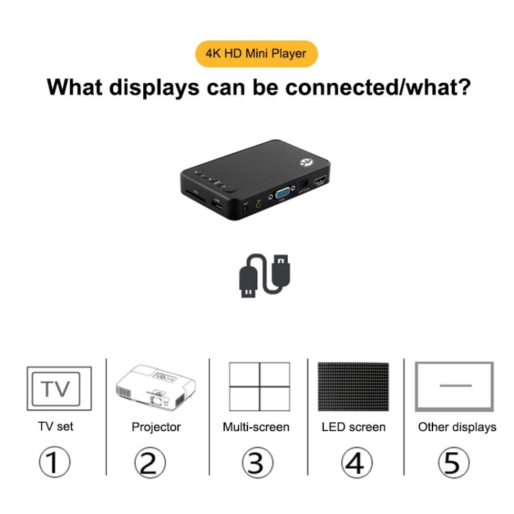 X16 4K Media Player Horizontal And Vertical Screen Video Advertising AD Player, Auto Looping Playback(EU Plug)