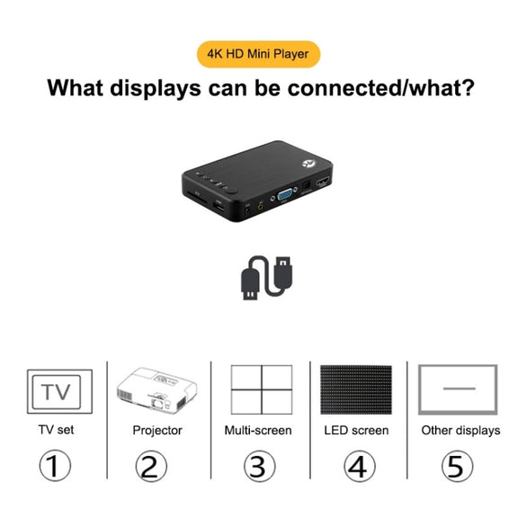 X16 4K Media Player Horizontal And Vertical Screen Video Advertising AD Player, Auto Looping Playback(US Plug)