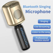 KM600 Wireless Microphone TWS Handheld Noise Reduction Smart Bluetooth-compatible Condenser Mic Music Player for Singing(Gold)