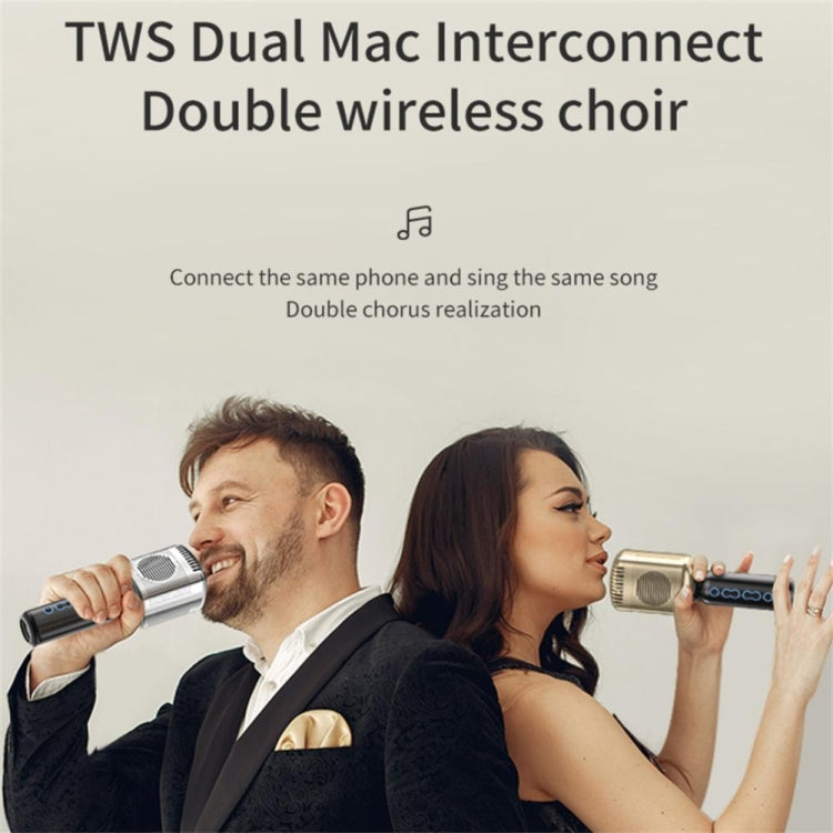 KM600 Wireless Microphone TWS Handheld Noise Reduction Smart Bluetooth-compatible Condenser Mic Music Player for Singing(Gold)