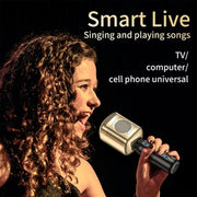 KM600 Wireless Microphone TWS Handheld Noise Reduction Smart Bluetooth-compatible Condenser Mic Music Player for Singing(Gold)