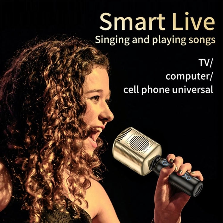 KM600 Wireless Microphone TWS Handheld Noise Reduction Smart Bluetooth-compatible Condenser Mic Music Player for Singing(Gold)
