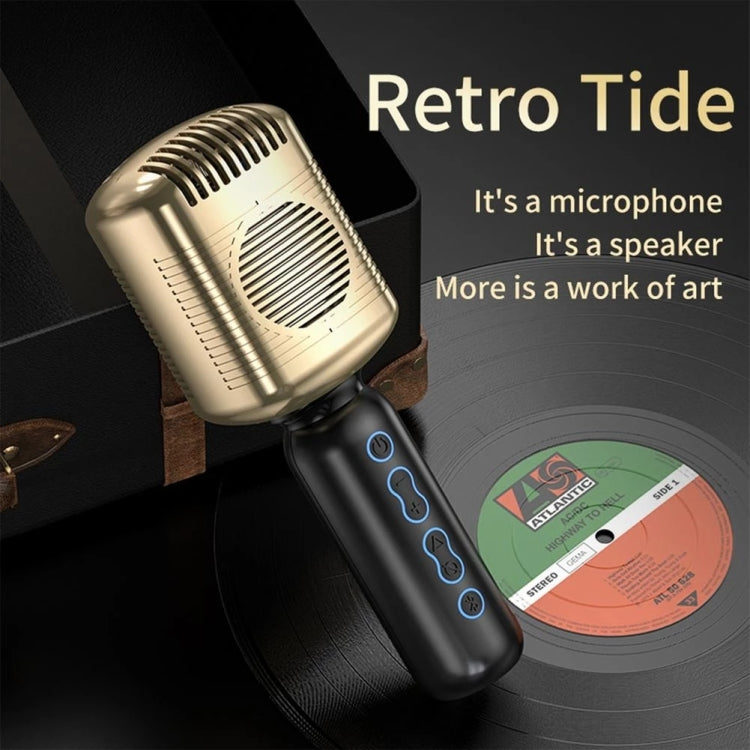 KM600 Wireless Microphone TWS Handheld Noise Reduction Smart Bluetooth-compatible Condenser Mic Music Player for Singing(Gold)