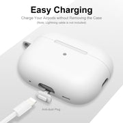For Apple AirPods Pro 2 2022 ENKAY Thickened Silicone Protective Case with Keychain(White)