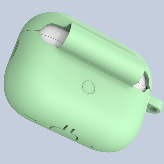 For Apple AirPods Pro 2 2022 ENKAY Thickened Silicone Protective Case with Keychain(Mint Green)