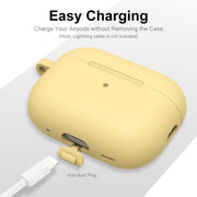 For Apple AirPods Pro 2 2022 ENKAY Thickened Silicone Protective Case with Keychain(Yellow)