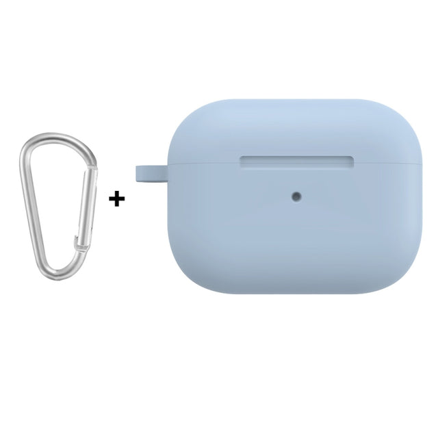 For Apple AirPods Pro 2 2022 ENKAY Thickened Silicone Protective Case with Keychain(Light Blue)