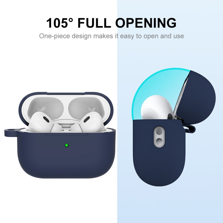 For Apple AirPods Pro 2 2022 ENKAY Thickened Silicone Protective Case with Keychain(Dark Blue) - free shipping - PMC Jewellery - Order now!
