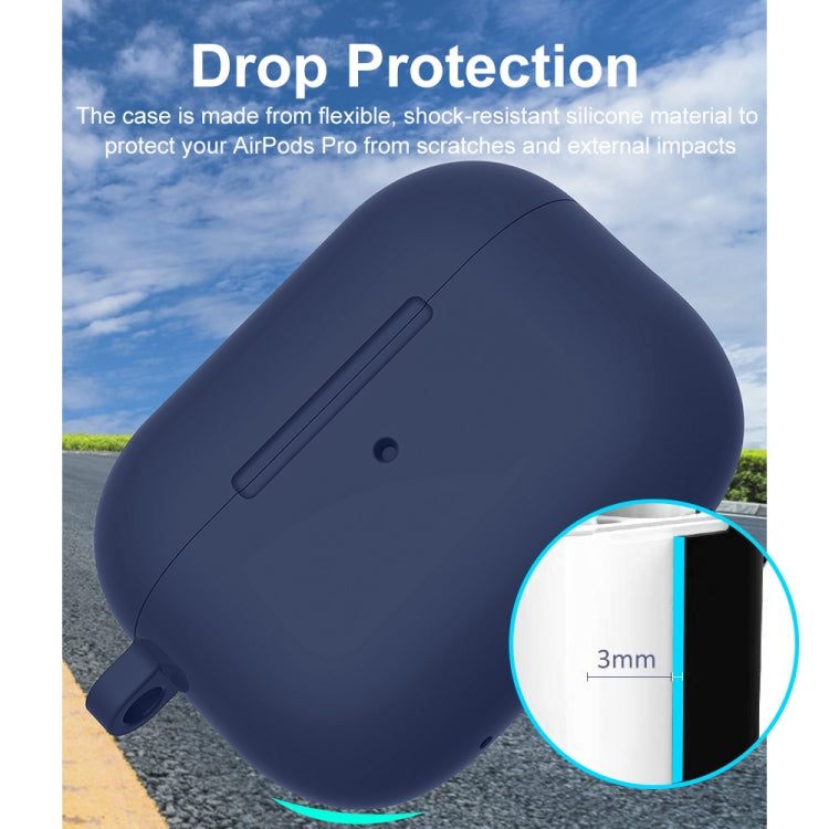 For Apple AirPods Pro 2 2022 ENKAY Thickened Silicone Protective Case with Keychain(Dark Blue) - free shipping - PMC Jewellery - Order now!