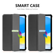 For iPad 2025 / 2022 ENKAY Tri-fold Custer Texture Leather Stand Smart Case(Light Blue)