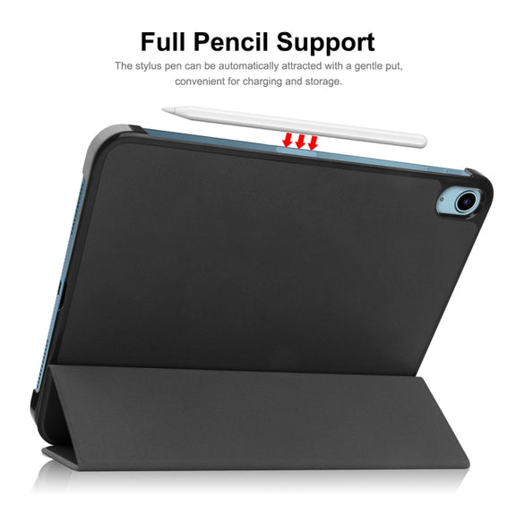 For iPad 2025 / 2022 ENKAY Tri-fold Custer Texture Leather Stand Smart Case(White)