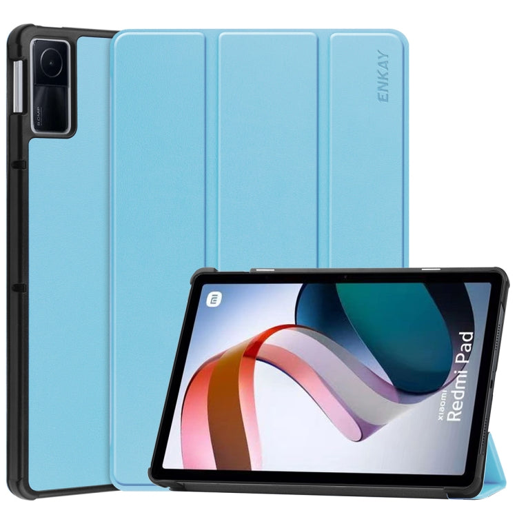 For Xiaomi Redmi Pad 10.61 inch ENKAY Tri-fold Custer Texture Leather Stand Smart Case(Light Blue) - free shipping - PMC Jewellery - Order now!