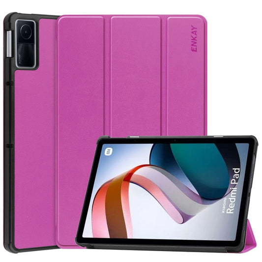 For Xiaomi Redmi Pad 10.61 inch ENKAY Tri-fold Custer Texture Leather Stand Smart Case(Purple) - free shipping - PMC Jewellery - Order now!