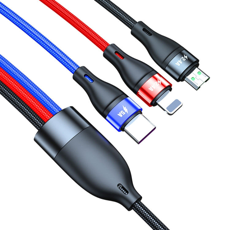 40W 5A USB to Micro USB + USB-C / Type-C + 8 Pin Fast Charging Cable, Cable Length: 2m - Multifunction Cable by PMC Jewellery | Online Shopping South Africa | PMC Jewellery | Buy Now Pay Later Mobicred