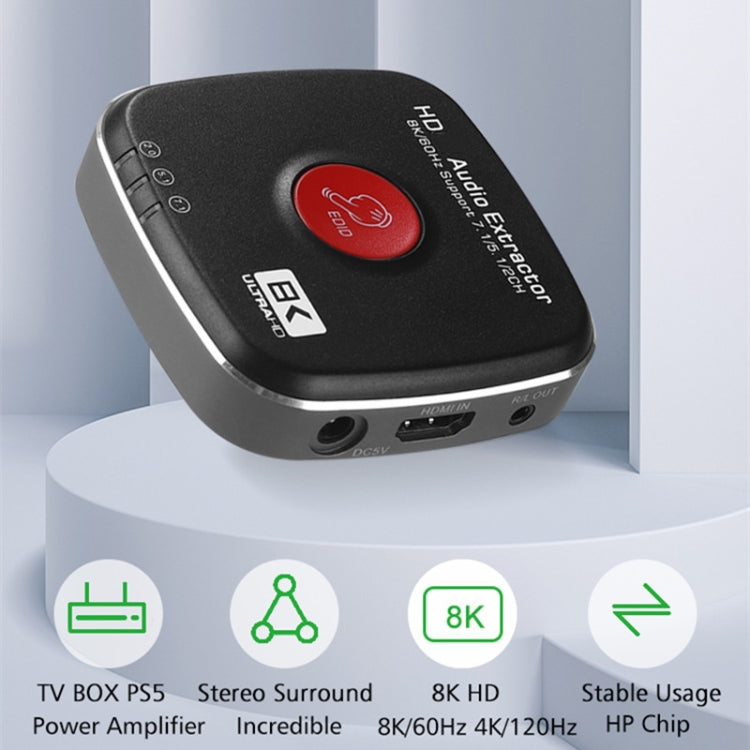 AYSA-11V21 8K/60Hz YbCr420 HDR10 Output 7.1 HDMI8K Audio Separator 2.1 Audio separator - Switch by PMC Jewellery | Online Shopping South Africa | PMC Jewellery | Buy Now Pay Later Mobicred