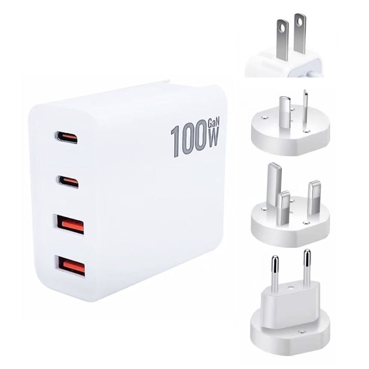 GaN 100W Dual USB + Dual USB-C/Type-C Multi Port Charger for Apple MacBook Series US / EU / UK / AU Plug - Cable & Adapter by PMC Jewellery | Online Shopping South Africa | PMC Jewellery | Buy Now Pay Later Mobicred