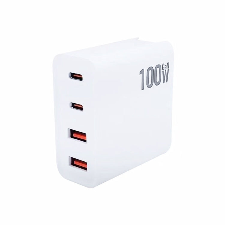 GaN 100W Dual USB + Dual USB-C/Type-C Multi Port Charger with 2m Type-C to Type-C Data Cable Set US Plug - Cable & Adapter by PMC Jewellery | Online Shopping South Africa | PMC Jewellery | Buy Now Pay Later Mobicred