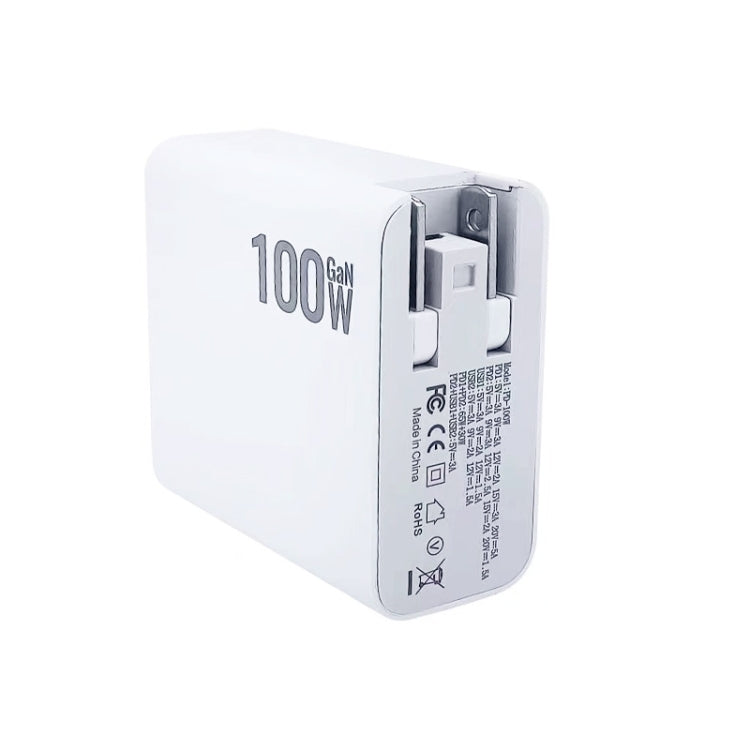 GaN 100W Dual USB + Dual USB-C/Type-C Multi Port Charger with 2m Type-C to Type-C Data Cable Set US Plug - Cable & Adapter by PMC Jewellery | Online Shopping South Africa | PMC Jewellery | Buy Now Pay Later Mobicred