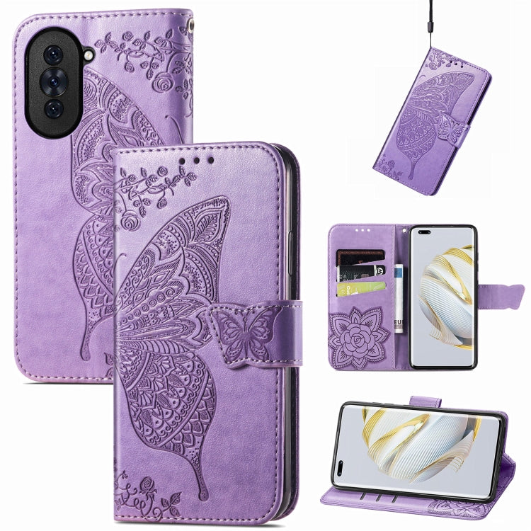 For Huawei Nova 10 Pro Butterfly Love Flower Embossed Leather Phone Case(Lavender) - free shipping - PMC TechLife - Order now!