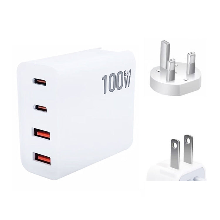GaN 100W Dual USB+Dual USB-C/Type-C Multi Port Charger with  1.8m Type-C to MagSafe 1 / L Header Data Cable US / UK Plug - Cable & Adapter by PMC Jewellery | Online Shopping South Africa | PMC Jewellery | Buy Now Pay Later Mobicred
