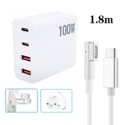 GaN 100W Dual USB+Dual USB-C/Type-C Multi Port Charger with  1.8m Type-C to MagSafe 1 / L Header Data Cable US / UK Plug