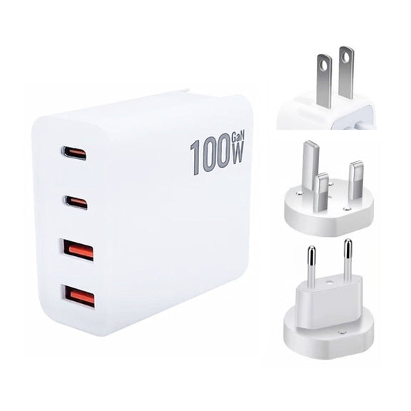 GaN 100W Dual USB+Dual USB-C/Type-C Multi Port Charger with  1.8m Type-C to MagSafe 1 / L Header Data Cable US / EU / UK Plug