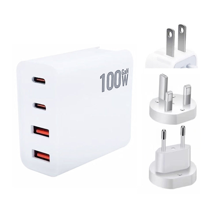 GaN 100W Dual USB+Dual USB-C/Type-C Multi Port Charger with  1.8m Type-C to MagSafe 1 / L Header Data Cable US / EU / UK Plug