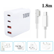 GaN 100W Dual USB+Dual USB-C/Type-C Multi Port Charger with  1.8m Type-C to MagSafe 1 / L Header Data Cable US / EU / UK / AU Plug