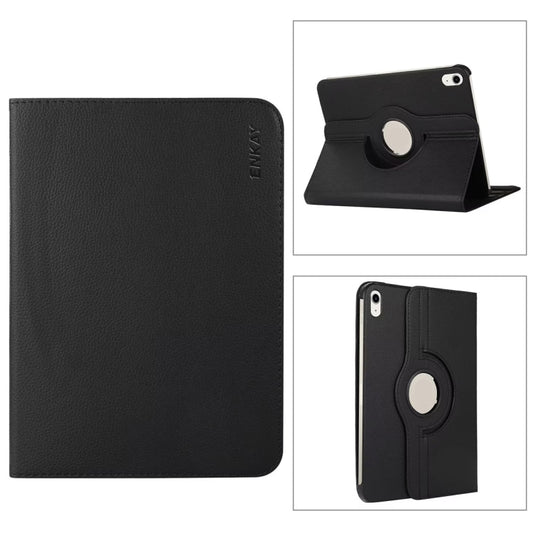 For iPad 2025 / 2022 ENKAY Hat-Prince 360 Degree Rotation Litchi Leather Smart Tablet Case(Black) - free shipping - PMC Jewellery - Order now!
