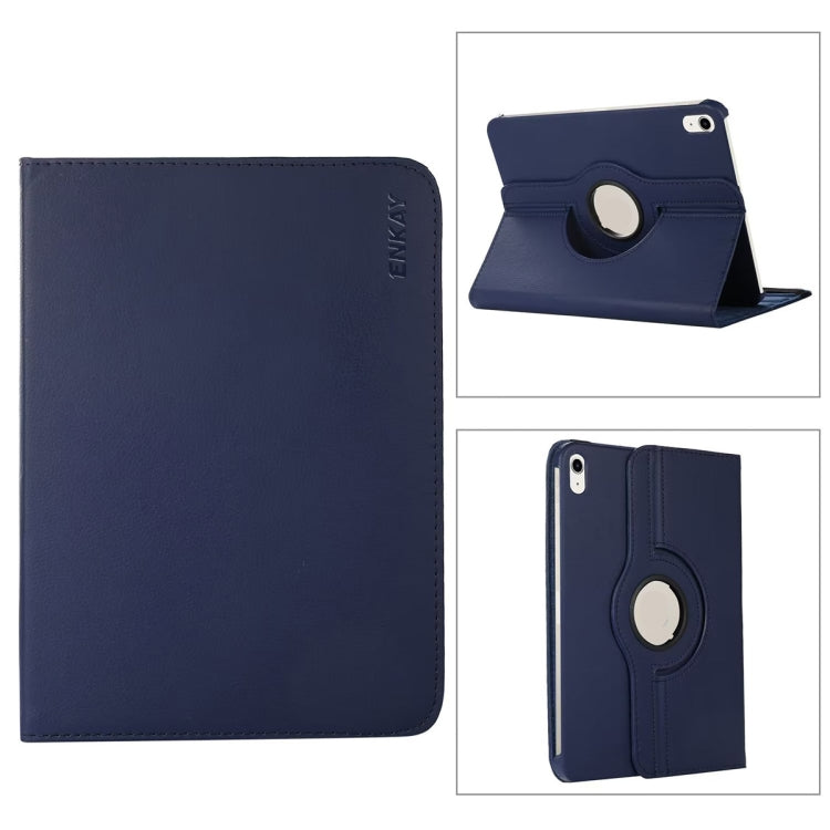 For iPad 2025 / 2022 ENKAY Hat-Prince 360 Degree Rotation Litchi Leather Smart Tablet Case(Dark Blue) - free shipping - PMc TechLife - Order now!