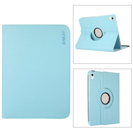 For iPad 2025 / 2022 ENKAY Hat-Prince 360 Degree Rotation Litchi Leather Smart Tablet Case(Light Blue) - free shipping - PMC Jewellery - Order now!