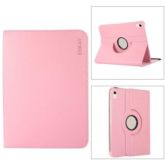 For iPad 2025 / 2022 ENKAY Hat-Prince 360 Degree Rotation Litchi Leather Smart Tablet Case(Pink) - free shipping - PMC Jewellery - Order now!