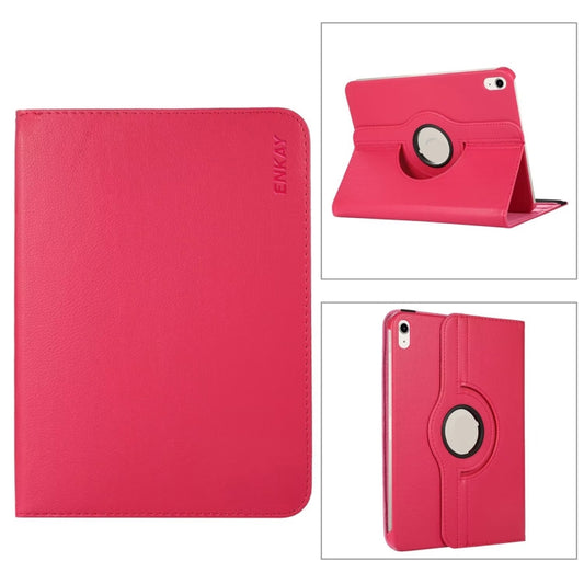 For iPad 2025 / 2022 ENKAY Hat-Prince 360 Degree Rotation Litchi Leather Smart Tablet Case(Rose) - free shipping - PMC Jewellery - Order now!