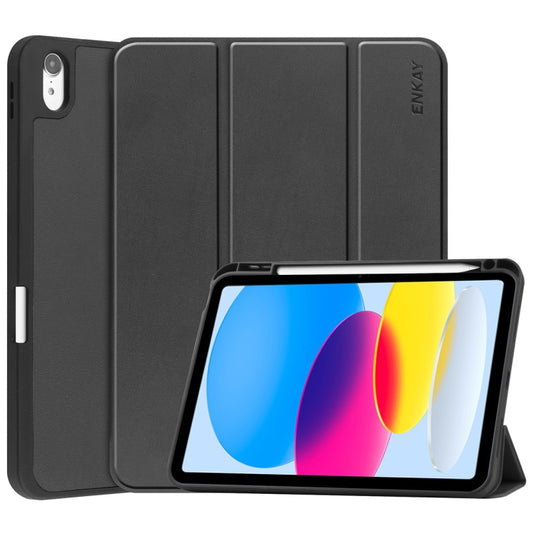 For iPad 2025 / 2022 ENKAY TPU Back Cover Smart Leather Stand Tablet Case with Pen Slot(Black) - free shipping - PMC Jewellery - Order now!