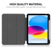 For iPad 2025 / 2022 ENKAY TPU Back Cover Smart Leather Stand Tablet Case with Pen Slot(Black)