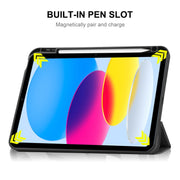 For iPad 2025 / 2022 ENKAY TPU Back Cover Smart Leather Stand Tablet Case with Pen Slot(Black)