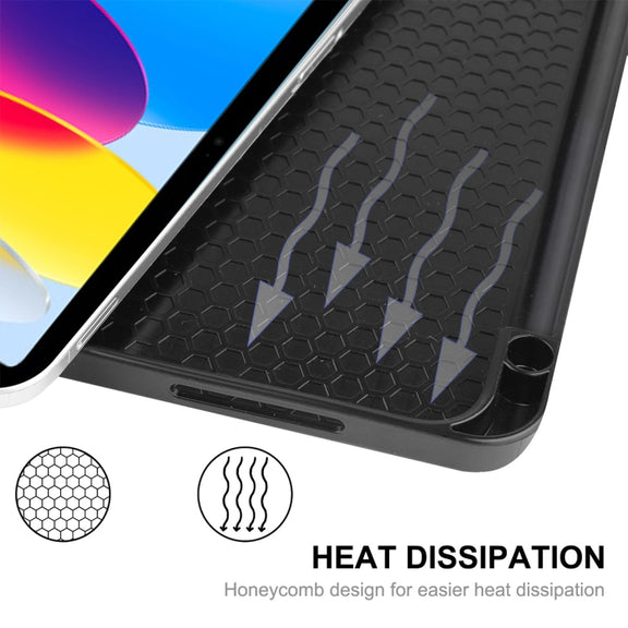 For iPad 2025 / 2022 ENKAY TPU Back Cover Smart Leather Stand Tablet Case with Pen Slot(Black)