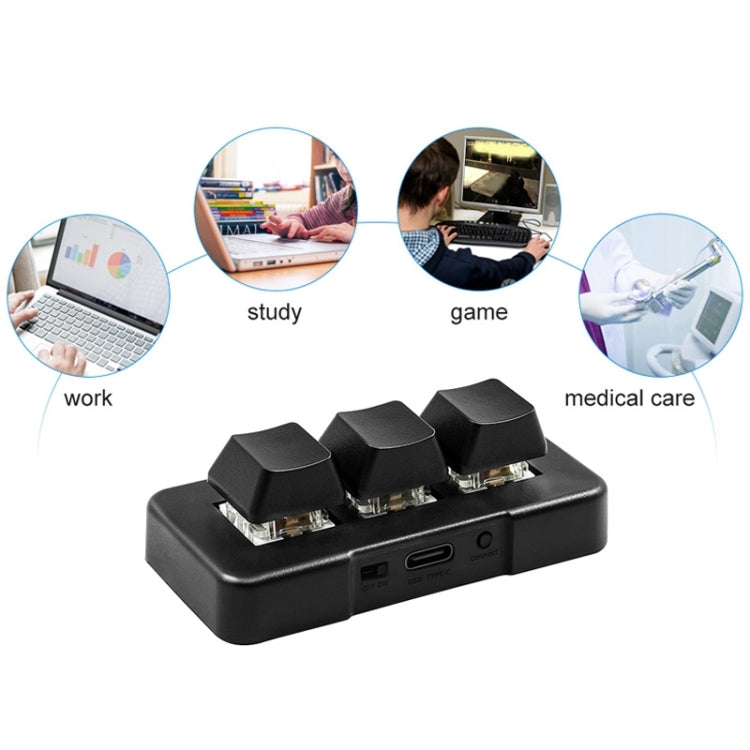MK321BT Bluetooth 5.1 3 Keys Custom Keys Game Office PS Clip Macro Programming Keypad(Black) - Wireless Keyboard by PMC Jewellery | Online Shopping South Africa | PMC Jewellery | Buy Now Pay Later Mobicred