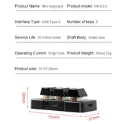 MK321BT Bluetooth 5.1 3 Keys Custom Keys Game Office PS Clip Macro Programming Keypad(Black)