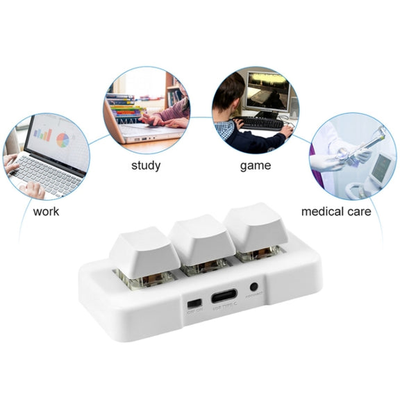 MK321BT Bluetooth 5.1 3 Keys Custom Keys Game Office PS Clip Macro Programming Keypad(White)