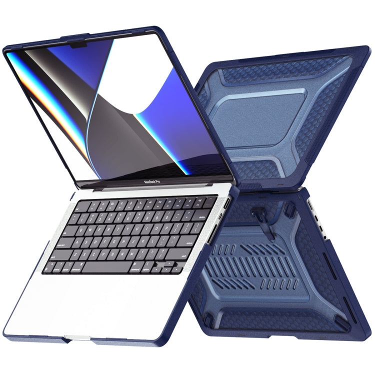 For MacBook Pro 14.2 A2442/A2779 2023 ENKAY Hat-Prince 3 in 1 Protective Bracket  Case Cover Hard Shell with TPU Keyboard Film / Anti-dust Plugs, Version:US(Blue) - free shipping - PMC Jewellery - Order now!